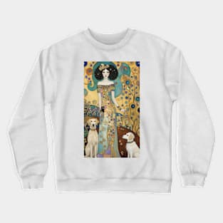 Gustav Klimt's Colorful Canine Companions: Whimsical Dogs Illustration Crewneck Sweatshirt